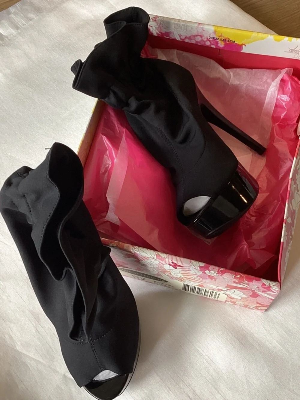 Chinese Laundry Black Ankle Peep-Toe Platform Heels - MOLLIE